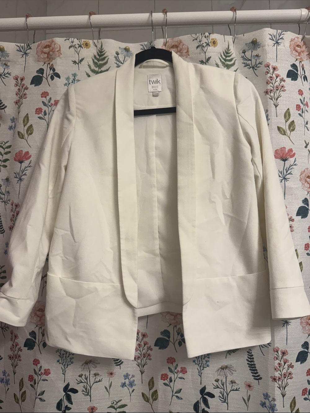 twik Cream Open-Front Blazer Jacket